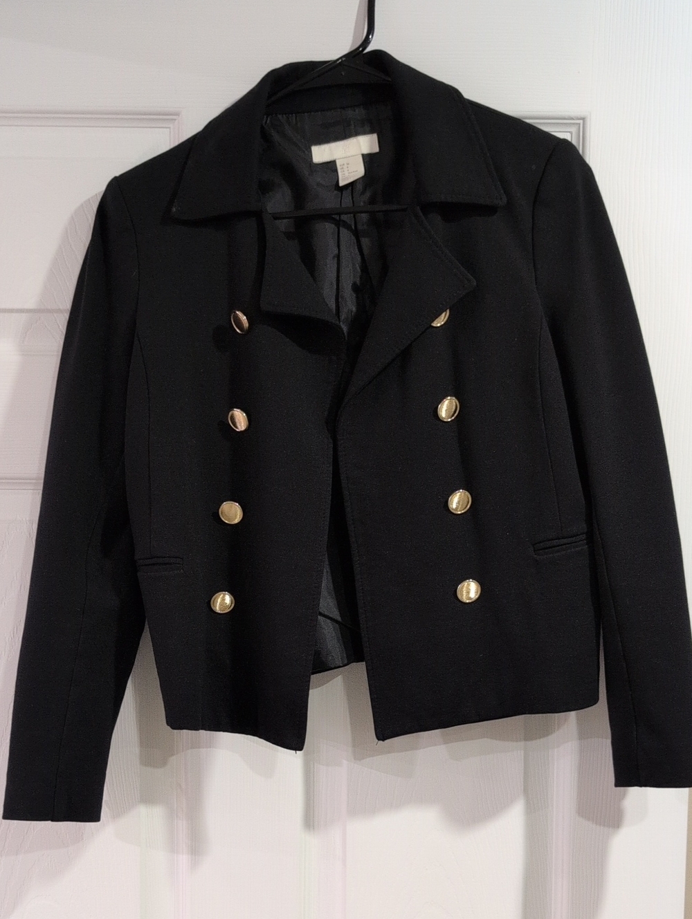 H&M Women’s Black Double-Breasted Blazer with Gold-toned Buttons